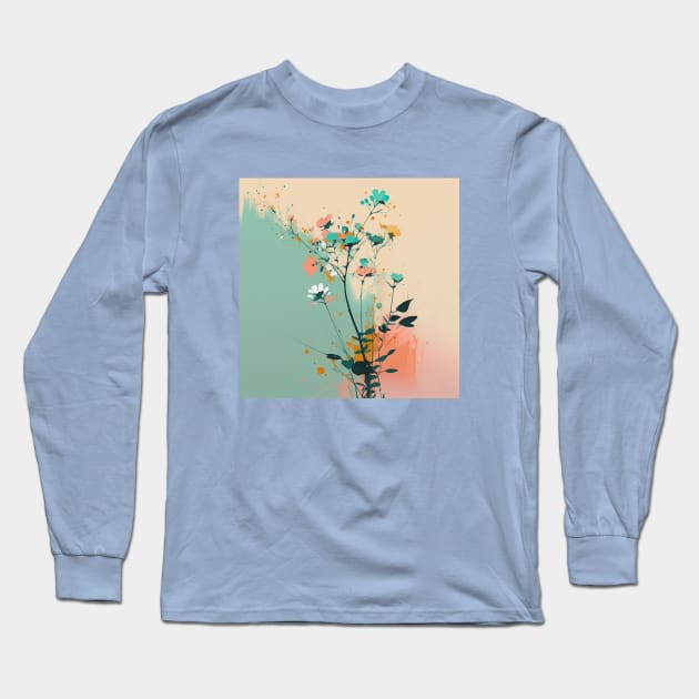 Spring Flowers Modern Art Pastel Design Long Sleeve T-Shirt by Star Scrunch